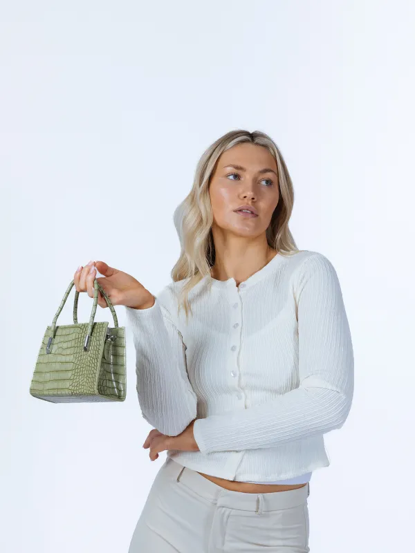 Mini Croc Crossbody Bag In Sage by SVNX sold by Goddiva