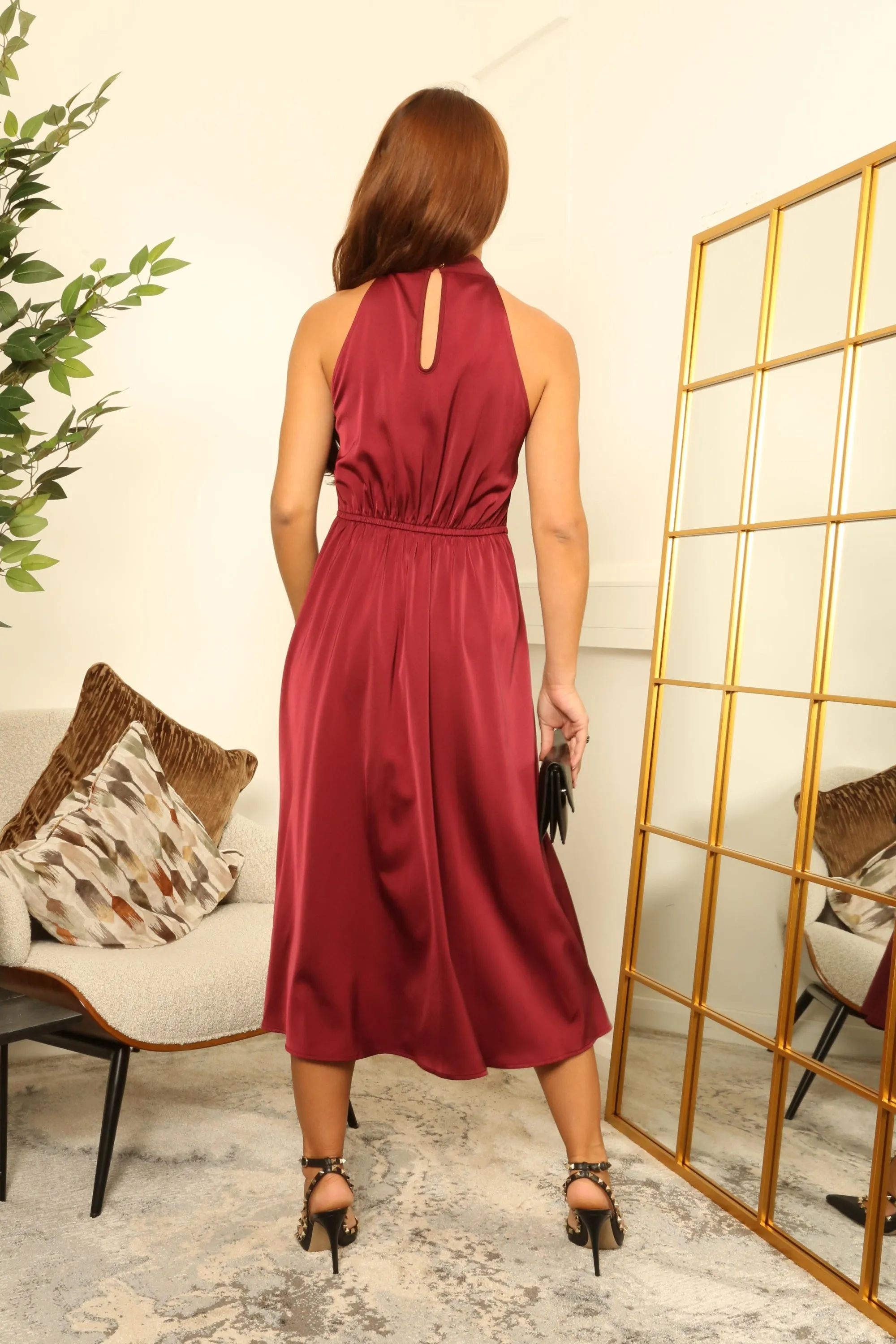 Cross Over Halterneck Midi Dress by Double Second sold by Goddiva product image thumbnail 5