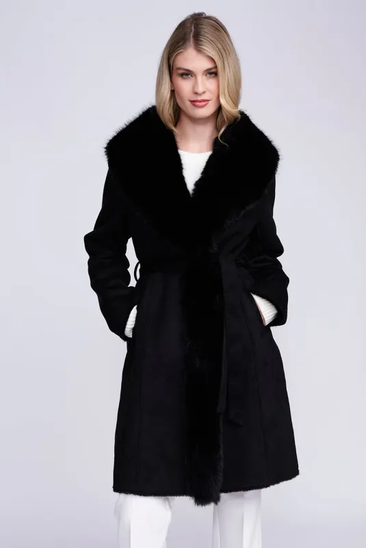 Isabella Coat - Black by Pia Rossini sold by Goddiva