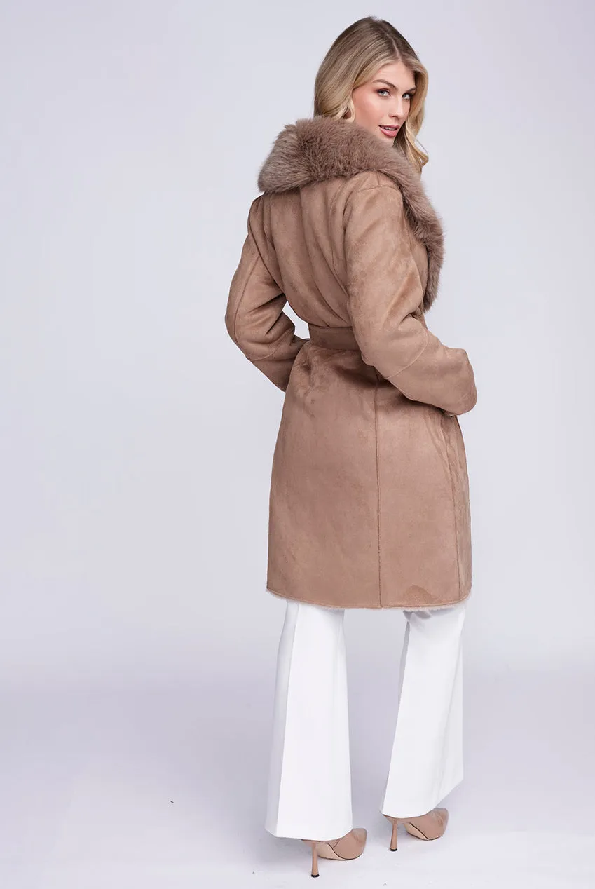Isabella Coat - Taupe by Pia Rossini sold by Goddiva product image thumbnail 2