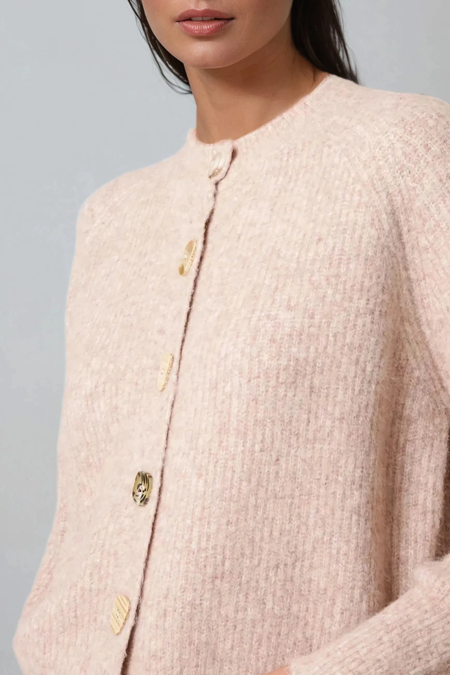 Beige Wool Blend Ribbed Knitted Cardigan by Aftershock London sold by Goddiva product image thumbnail 2