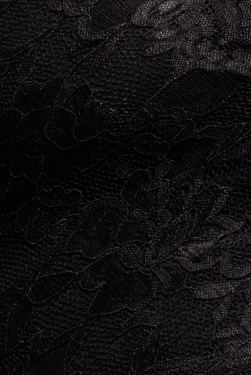 Scalloped Lace Bodice Long Sleeve Bardot Maxi Dress - Black by Goddiva sold by Goddiva product image thumbnail 4