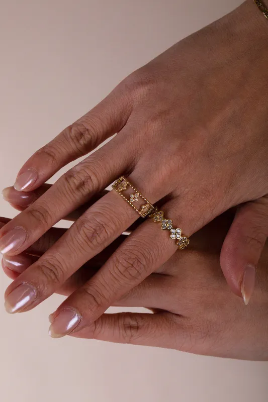 Diamante Clover Ring by SVNX sold by Goddiva