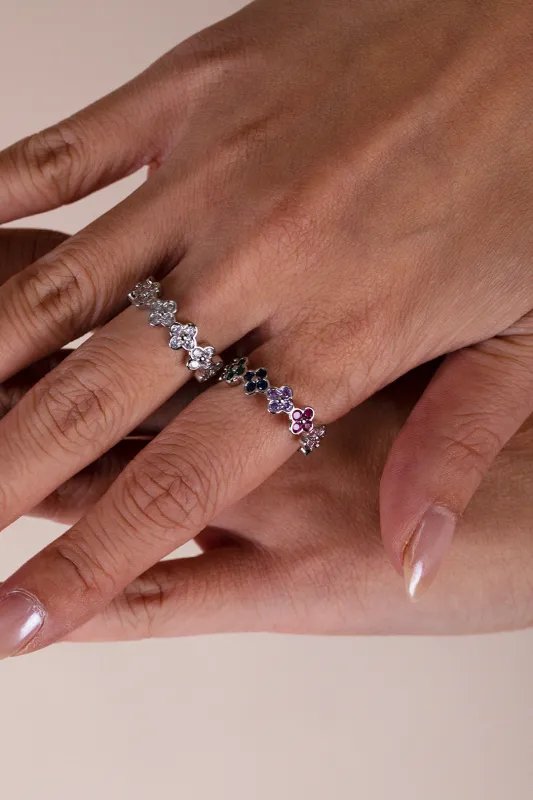 Diamante Clover Ring In Multi Silver by SVNX sold by Goddiva
