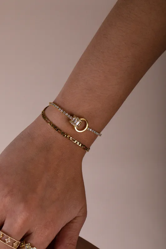 Double Ring Diamante Bracelet In Gold - Gift Boxed by SVNX sold by Goddiva