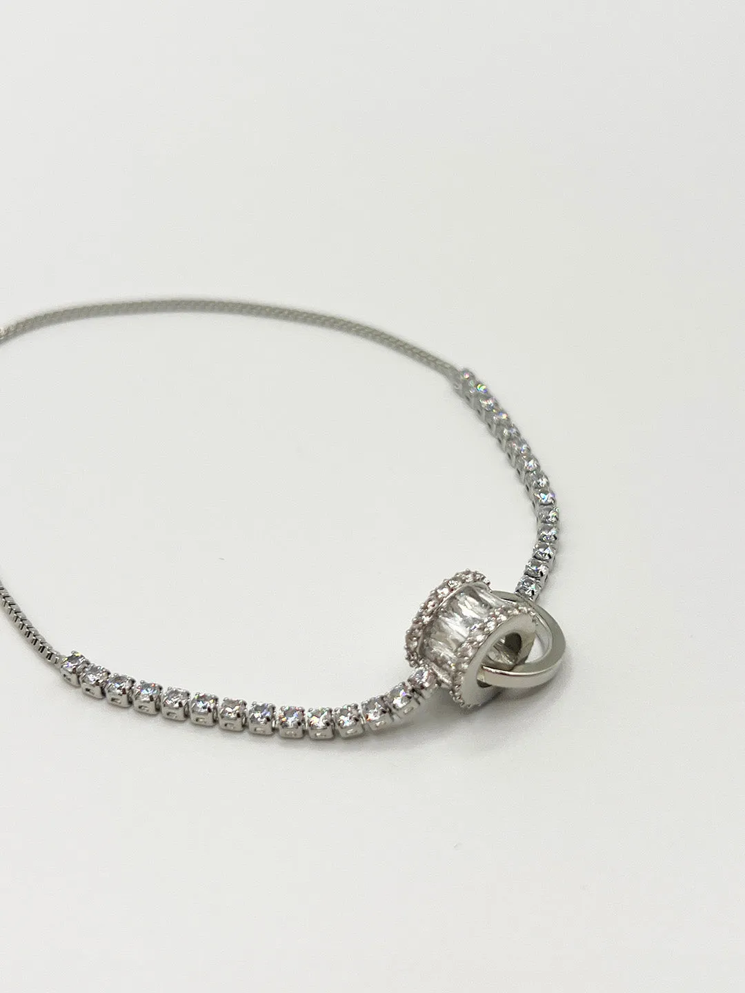 Double Ring Diamante Bracelet In Silver - Gift Boxed by SVNX sold by Goddiva product image thumbnail 3