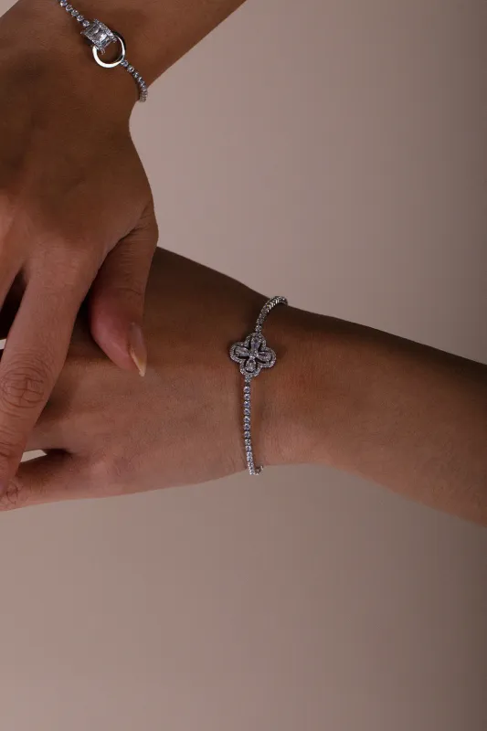 Clover Diamante Bracelet In Silver - Gift Boxed by SVNX sold by Goddiva