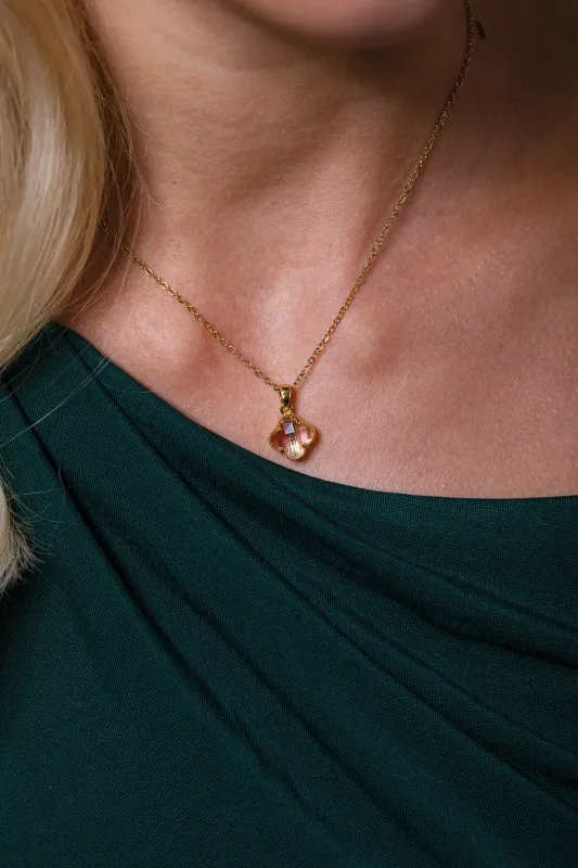 Blush Clover Crystal Pendant Necklace - Gift Boxed by SVNX sold by Goddiva