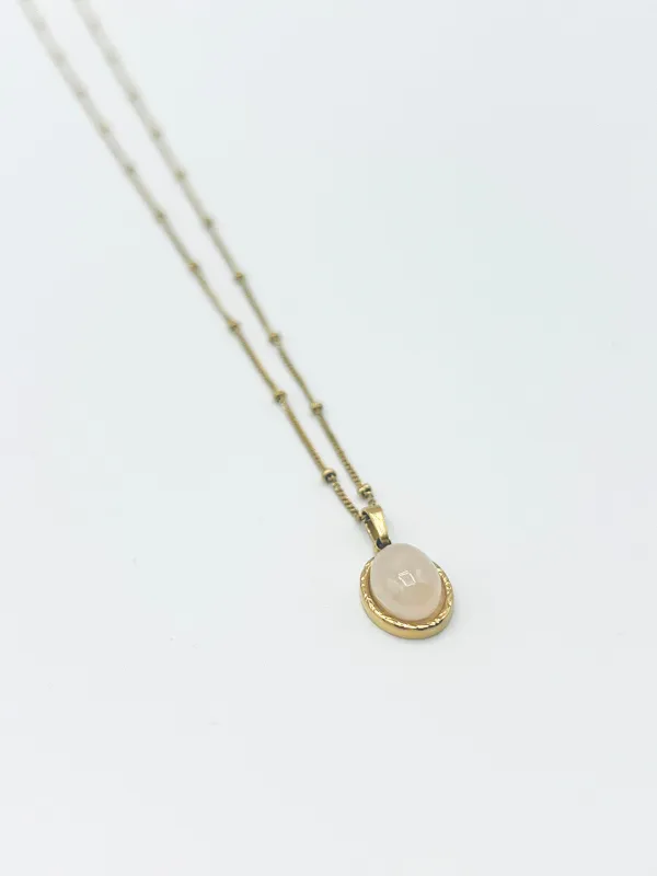 Pink Stone Pendant Necklace - Gift Boxed by SVNX sold by Goddiva