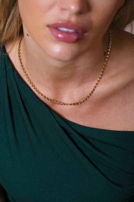 Heart Link Necklace In Gold by SVNX sold by Goddiva