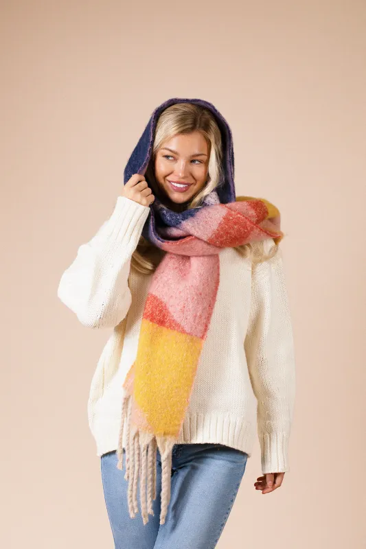 Chunky Scarf In Pink Yellow by SVNX sold by Goddiva