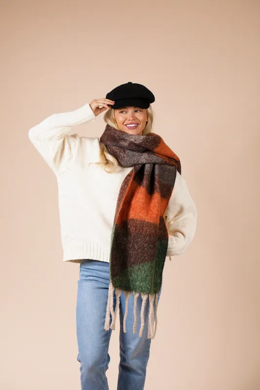 Chunky Scarf In Brown Orange by SVNX sold by Goddiva