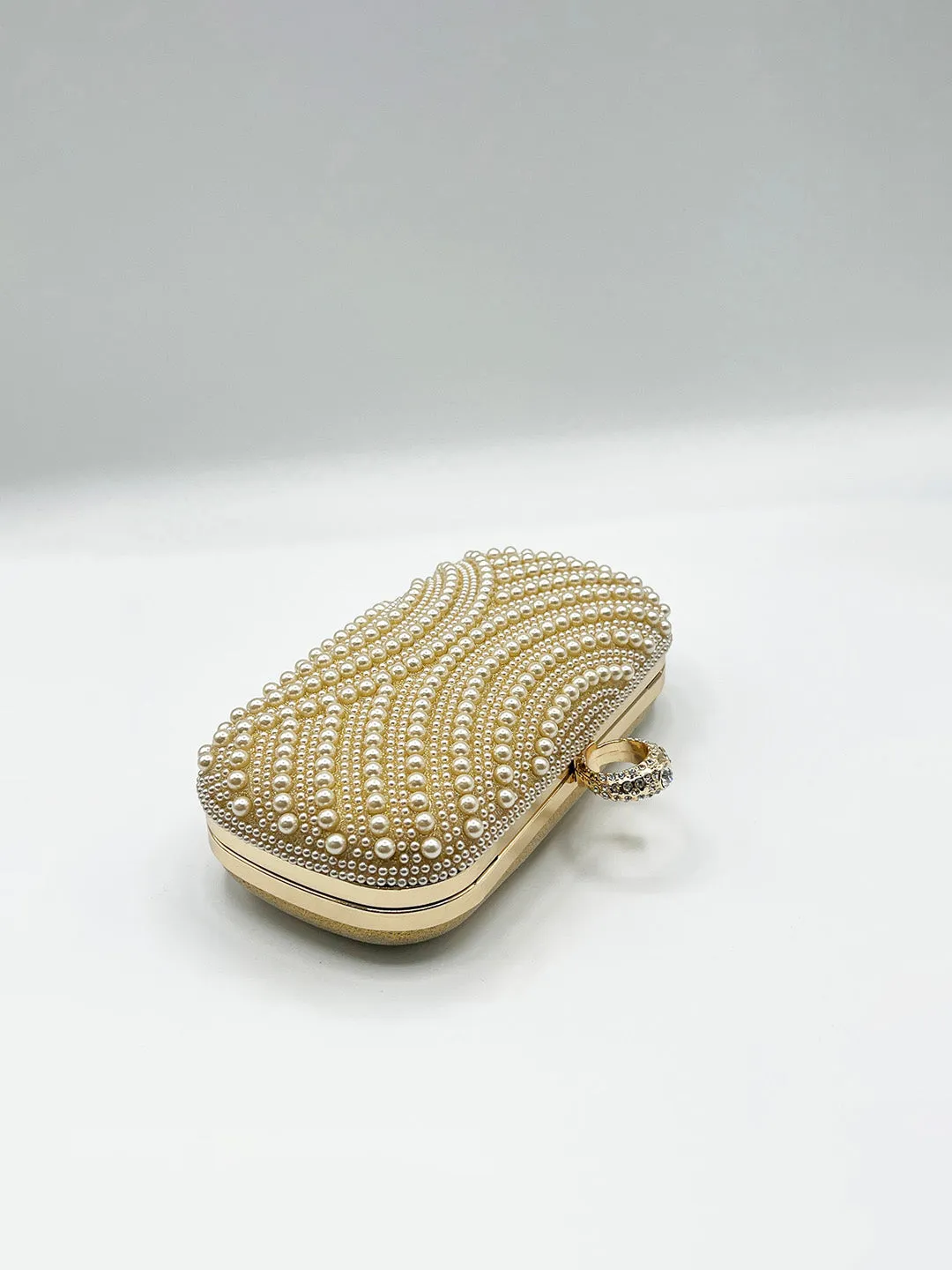 Oval Pearl Clutch Bag In Gold by SVNX sold by Goddiva product image thumbnail 5