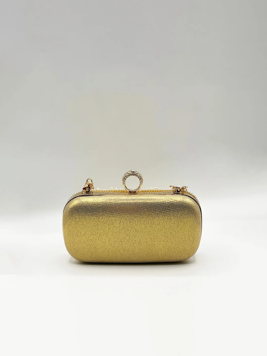 Oval Pearl Clutch Bag In Gold by SVNX sold by Goddiva product image thumbnail 4