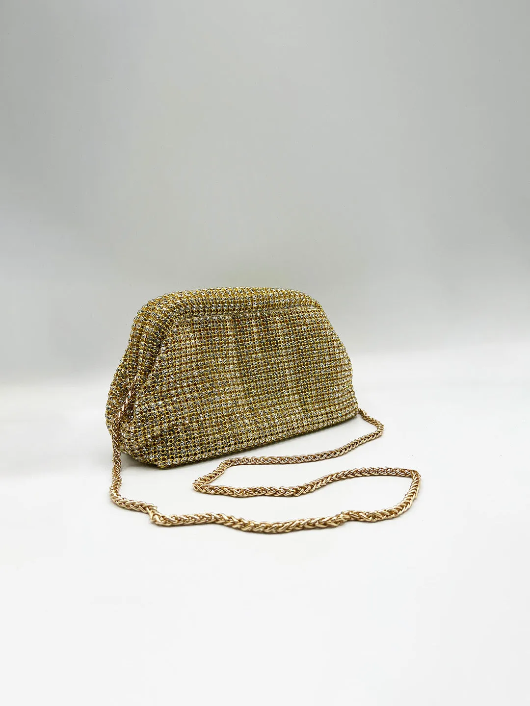 Crystal Pouch Clutch Bag In Gold by SVNX sold by Goddiva product image thumbnail 5