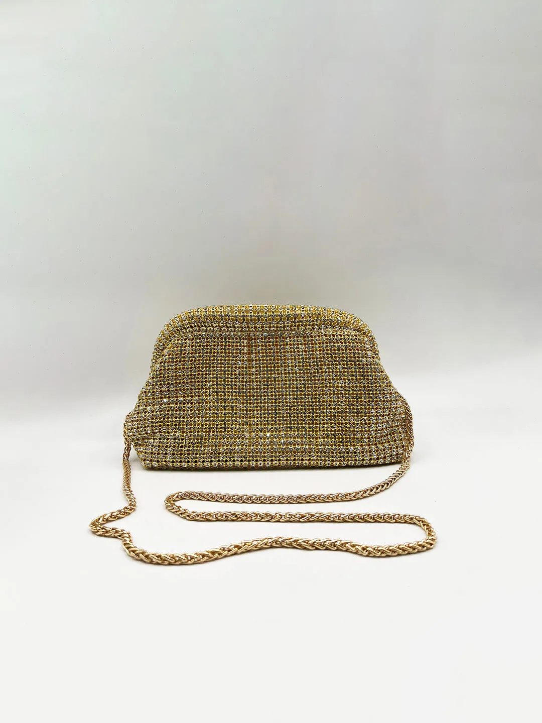 Crystal Pouch Clutch Bag In Gold by SVNX sold by Goddiva product image thumbnail 3