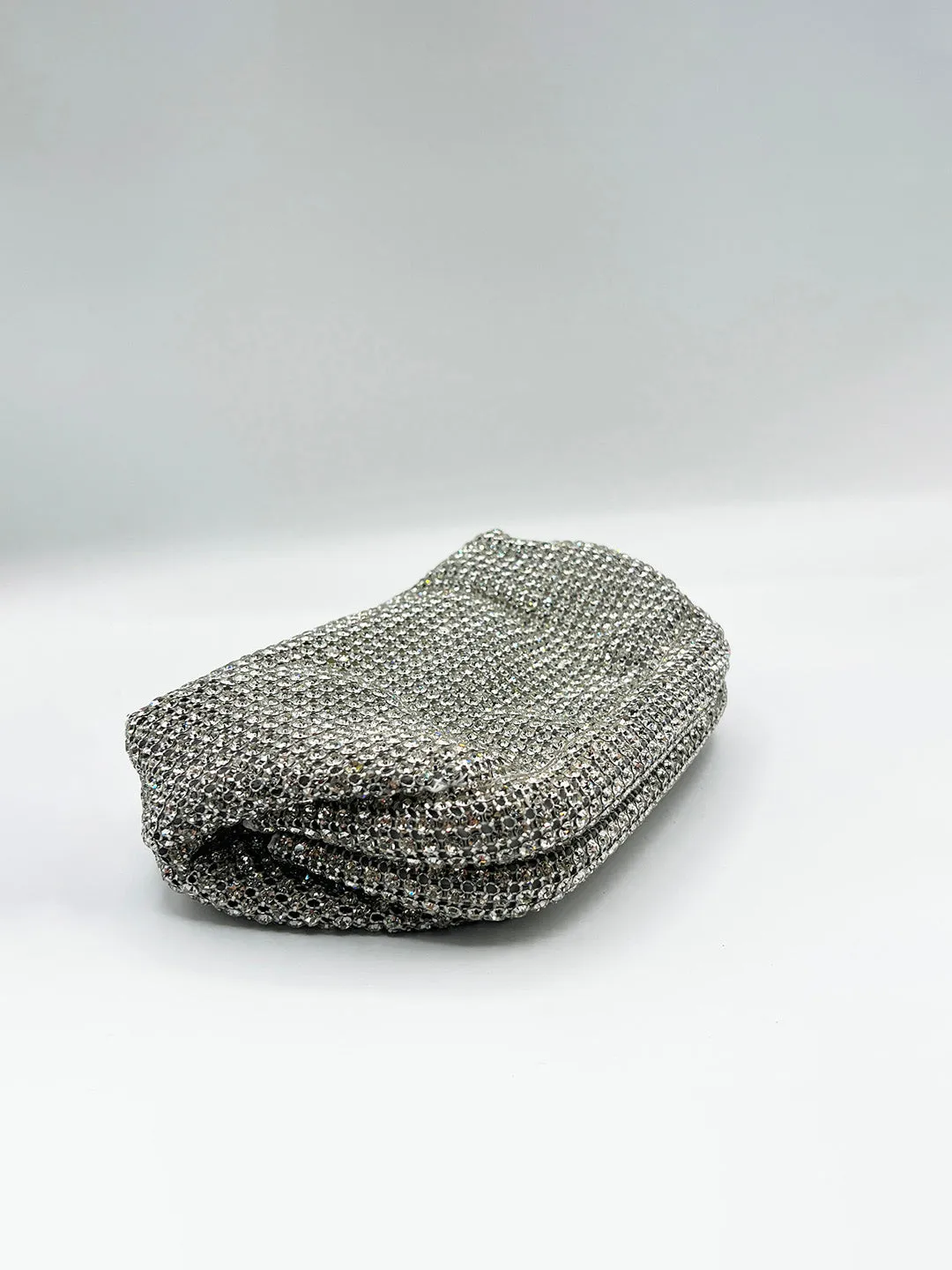 Crystal Pouch Clutch Bag In Silver by SVNX sold by Goddiva product image thumbnail 4
