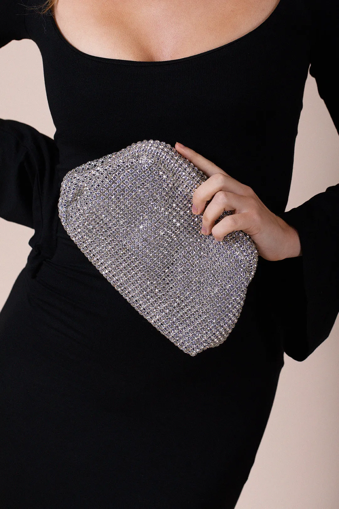 Crystal Pouch Clutch Bag In Silver by SVNX sold by Goddiva product image thumbnail 2