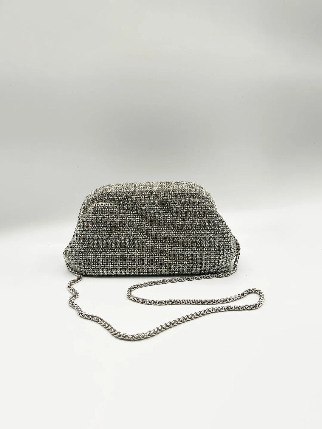 Crystal Pouch Clutch Bag In Silver by SVNX sold by Goddiva product image thumbnail 3