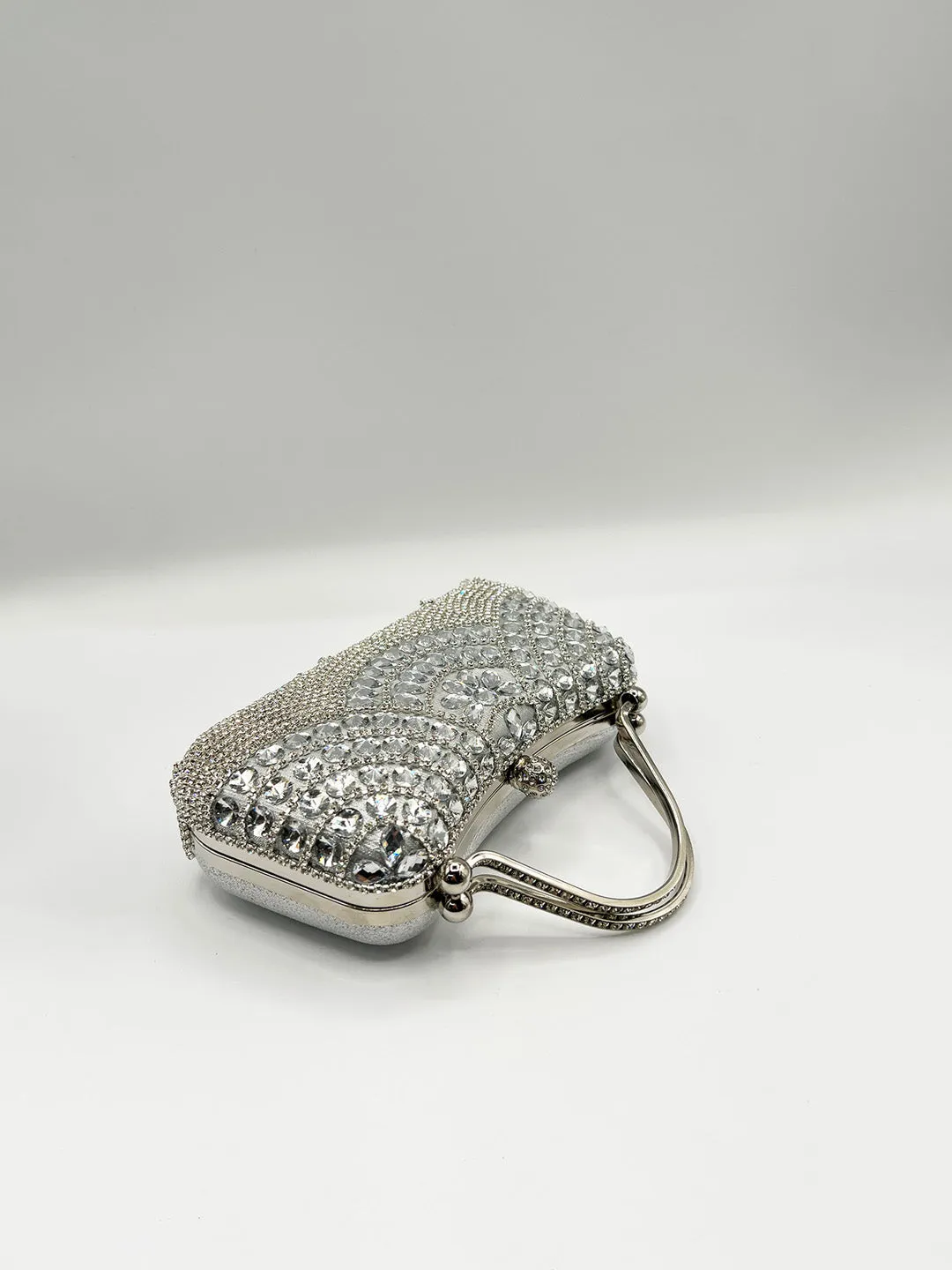 Embellished Fringe Clutch Bag In Silver by SVNX sold by Goddiva product image thumbnail 5