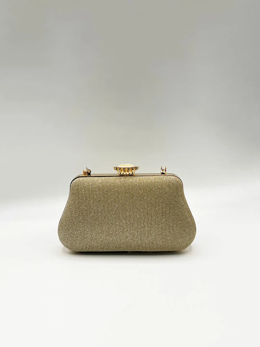 Ruched Jewel Clutch Bag In Gold by SVNX sold by Goddiva product image thumbnail 4