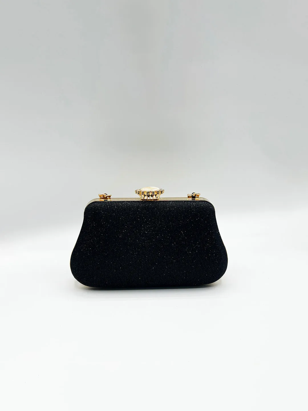 Ruched Jewel Clutch Bag In Black by SVNX sold by Goddiva product image thumbnail 4