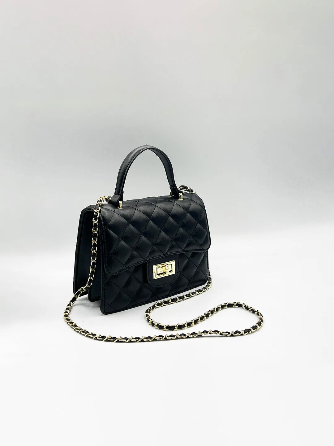 Quilted Top Handle Bag In Black by SVNX sold by Goddiva product image thumbnail 3