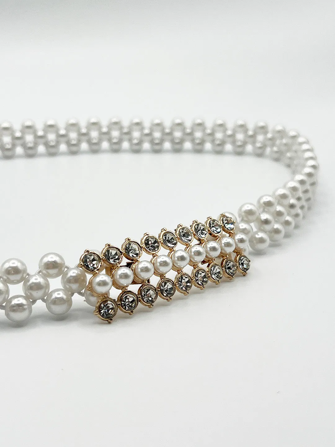 Strenchy Pearl Chain Belt With Diamante Buckle by SVNX sold by Goddiva product image thumbnail 3