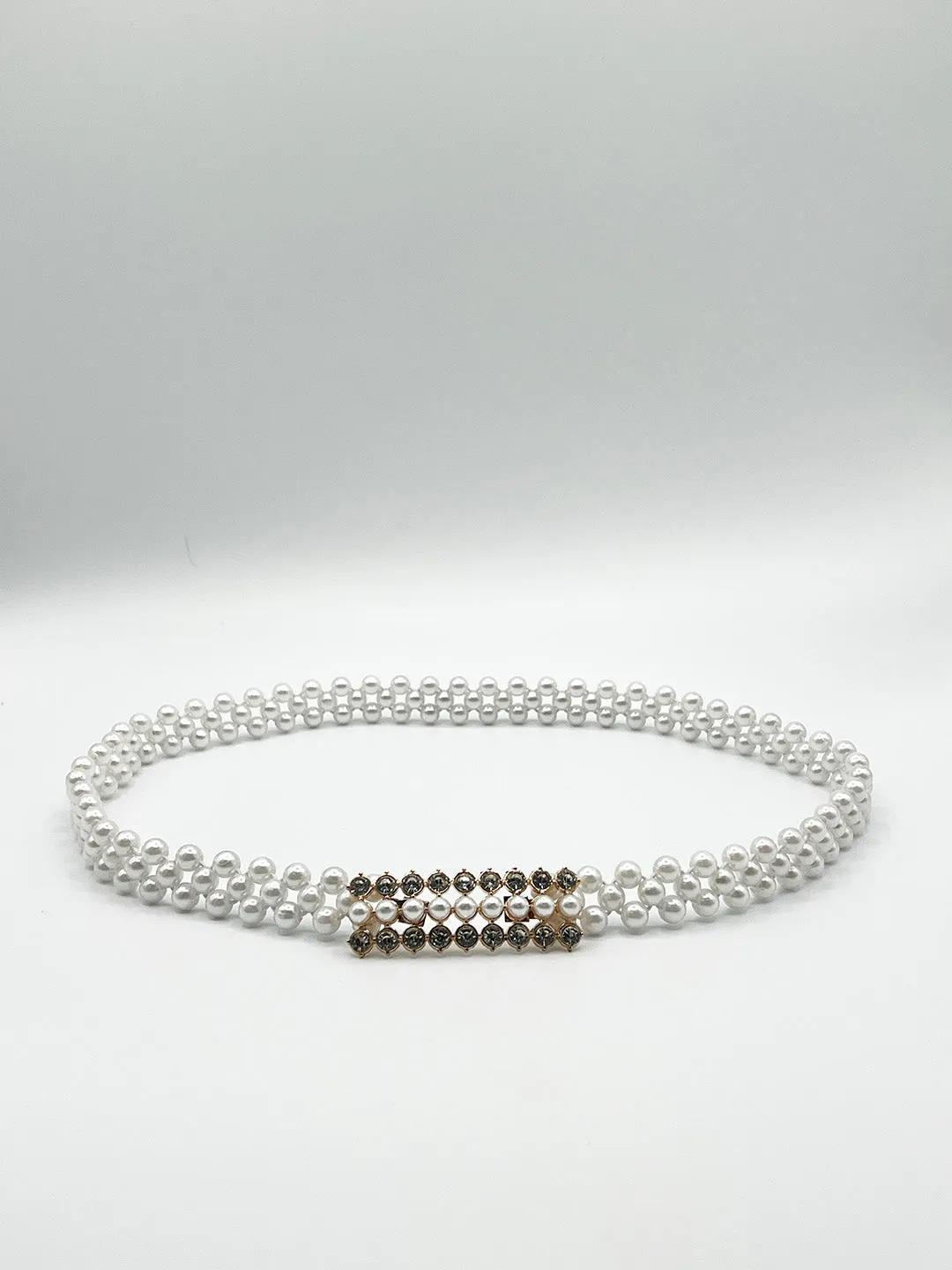 Strenchy Pearl Chain Belt With Diamante Buckle by SVNX sold by Goddiva product image thumbnail 4