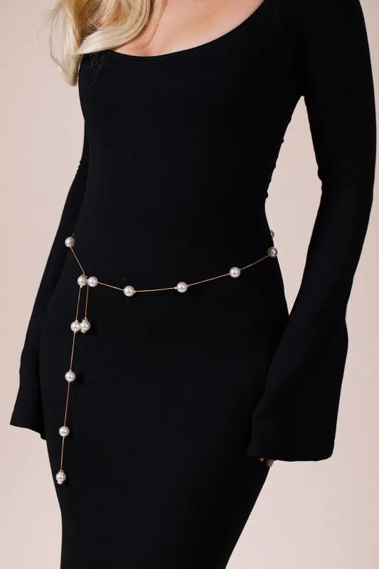 Minimal Pearl Chain Belt In Gold by SVNX sold by Goddiva