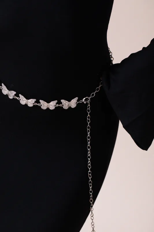 Butterfly Chain Belt In Silver by SVNX sold by Goddiva