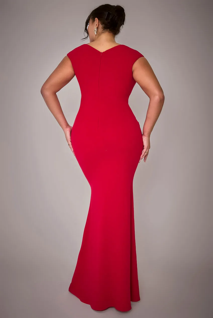 Bardot Pleated Maxi Dress - Red by Goddiva Plus sold by Goddiva product image thumbnail 2