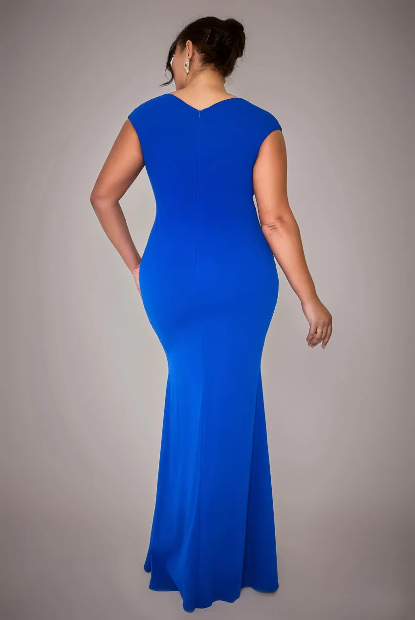 Bardot Pleated Maxi Dress - Royalblue by Goddiva Plus sold by Goddiva product image thumbnail 2