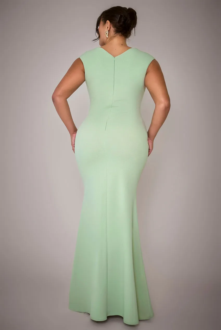 Bardot Pleated Maxi Dress - Sage Green by Goddiva Plus sold by Goddiva product image thumbnail 2