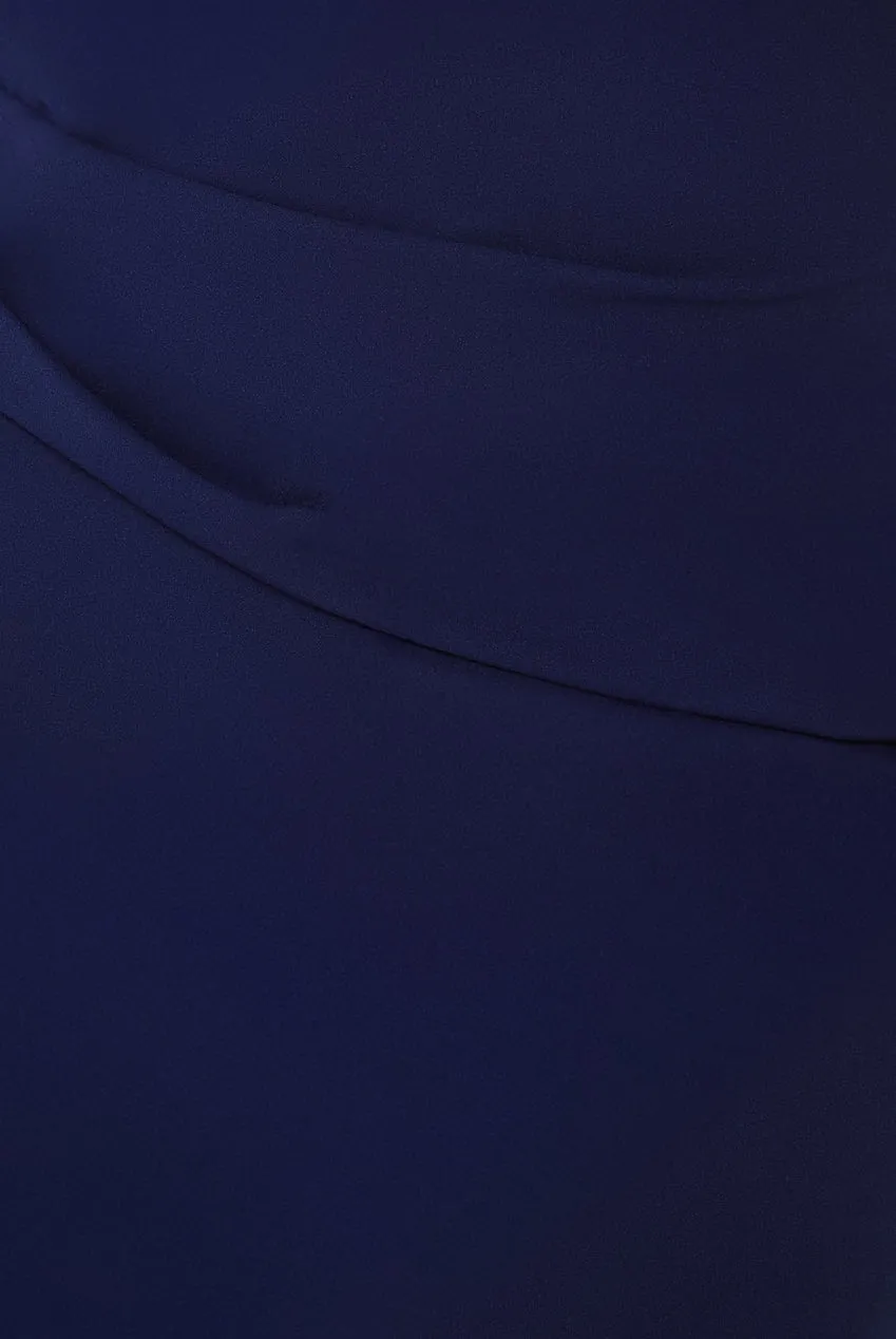 Bardot Pleated Maxi Dress - Navy Blue by Goddiva Plus sold by Goddiva product image thumbnail 4