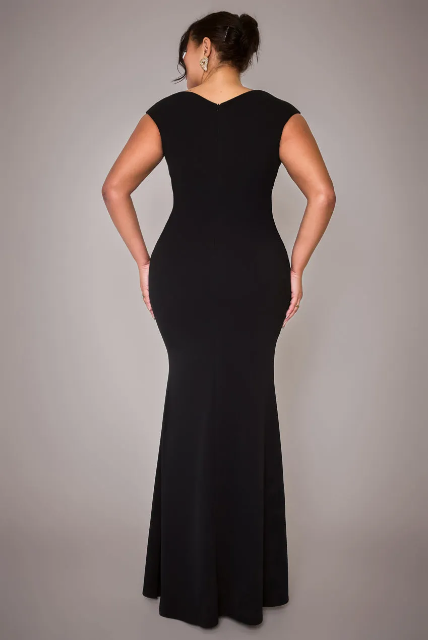 Bardot Pleated Maxi Dress - Black by Goddiva Plus sold by Goddiva product image thumbnail 2