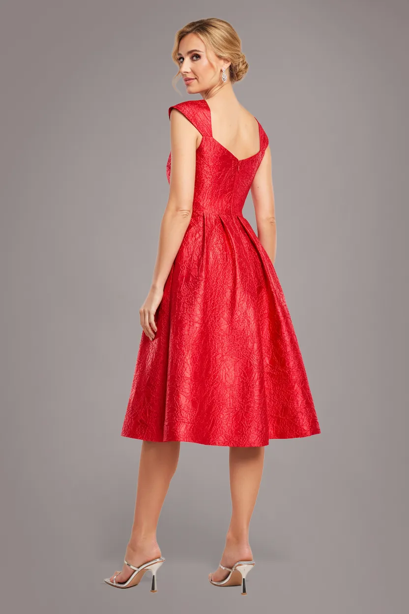 Crushed Satin Sleeveless A Line Midi Dress - Red by Goddiva sold by Goddiva product image thumbnail 2