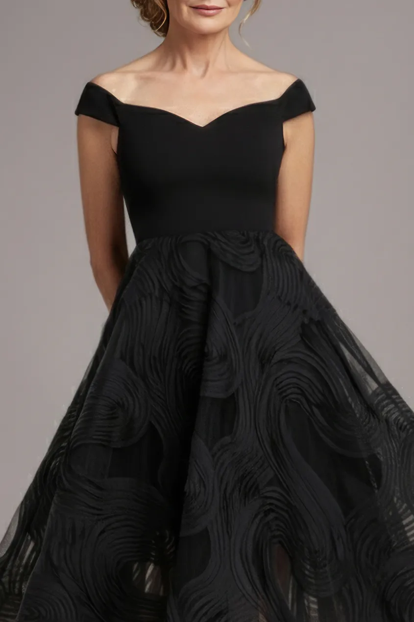 Scuba & Textured Chiffon A Line Midi Dress - Black by Goddiva sold by Goddiva product image thumbnail 3