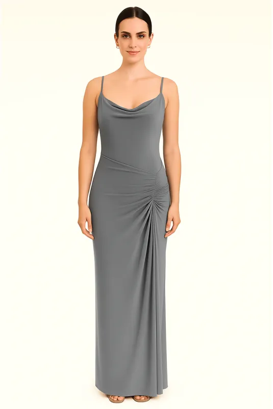 Cowl Neckline Figure-Flattering Spaghetti Strap Dress by Avinci sold by Goddiva