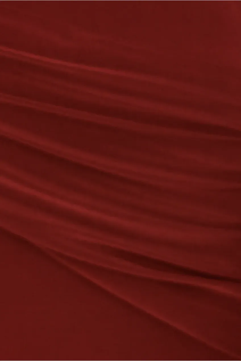 Wine Side Ruching Bodycon Full-Sleeve Jersey Evening Gown by Avinci sold by Goddiva product image thumbnail 5