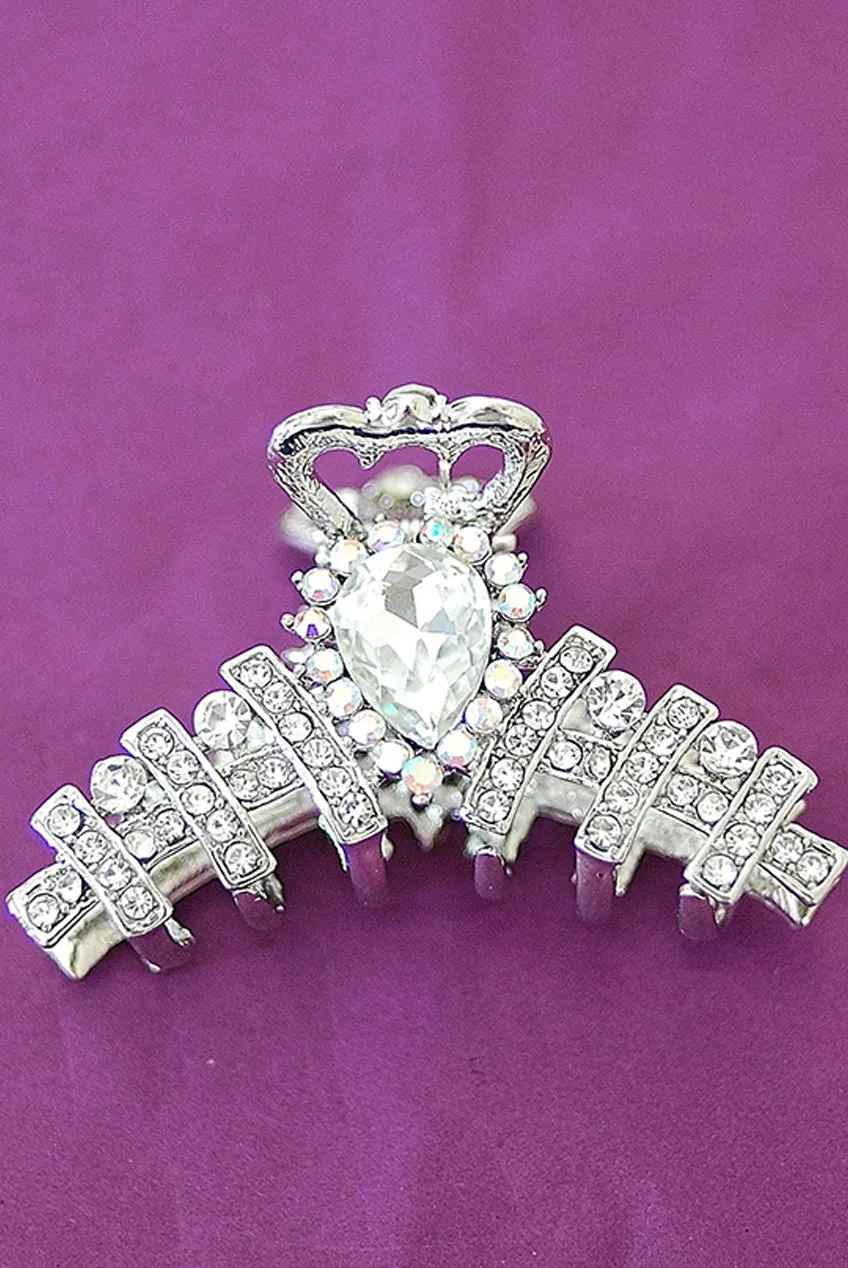 Silver Claw Hair Clip With Diamante by QueenMee Accessories sold by Goddiva product image thumbnail 2