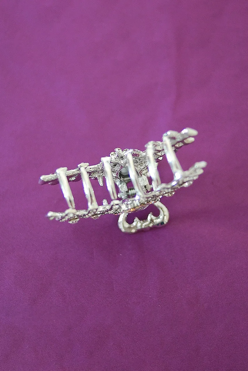 Silver Claw Hair Clip With Diamante by QueenMee Accessories sold by Goddiva product image thumbnail 3
