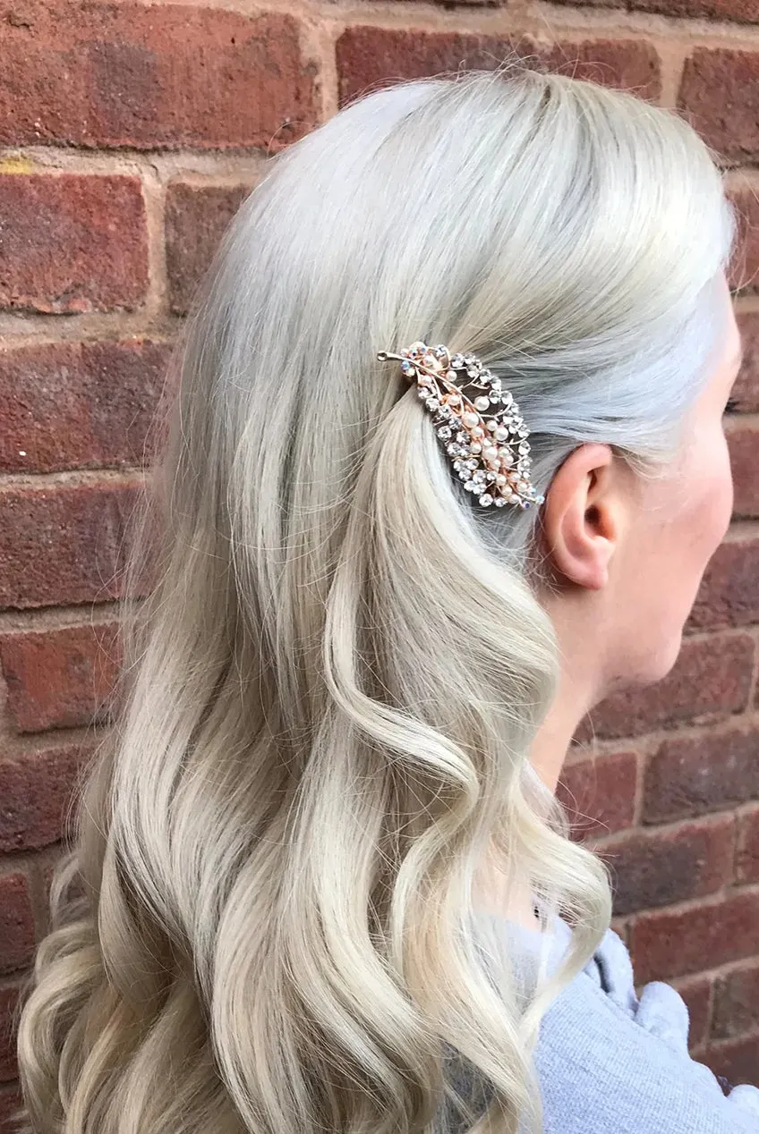 Rose Gold Pearl Hair Clip by QueenMee Accessories sold by Goddiva product image thumbnail 3