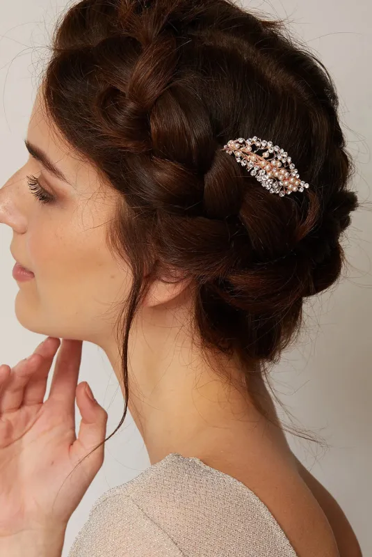 Rose Gold Pearl Hair Clip by QueenMee Accessories sold by Goddiva