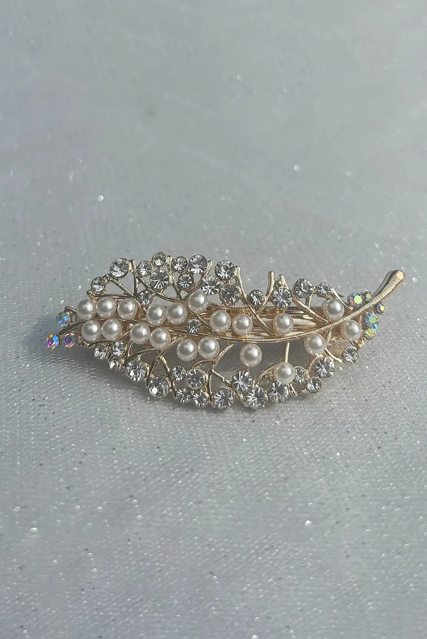 Gold Pearl Hair Clip With Diamante by QueenMee Accessories sold by Goddiva product image thumbnail 5