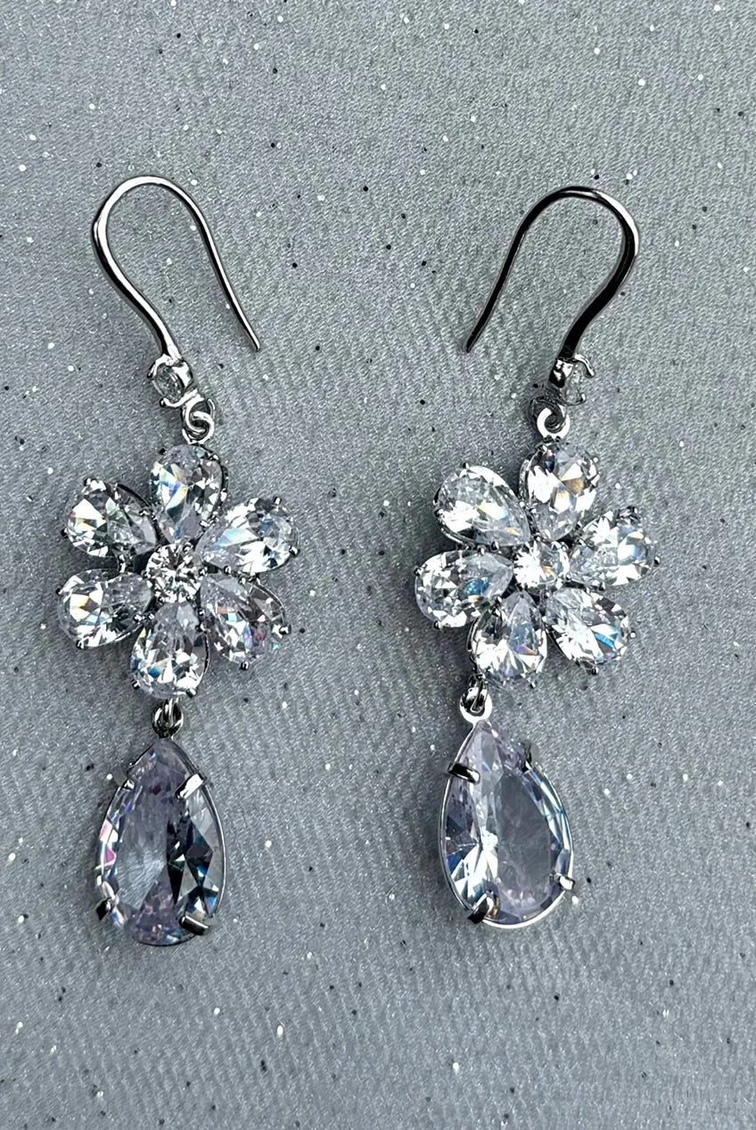 Crystal Drop Earrings Flower by QueenMee Accessories sold by Goddiva product image thumbnail 3