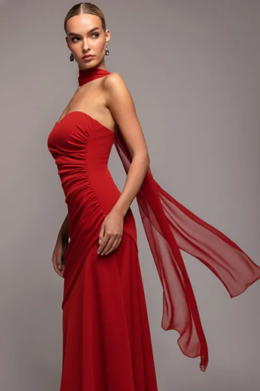 Chiffon Scarf - Red by Goddiva sold by Goddiva