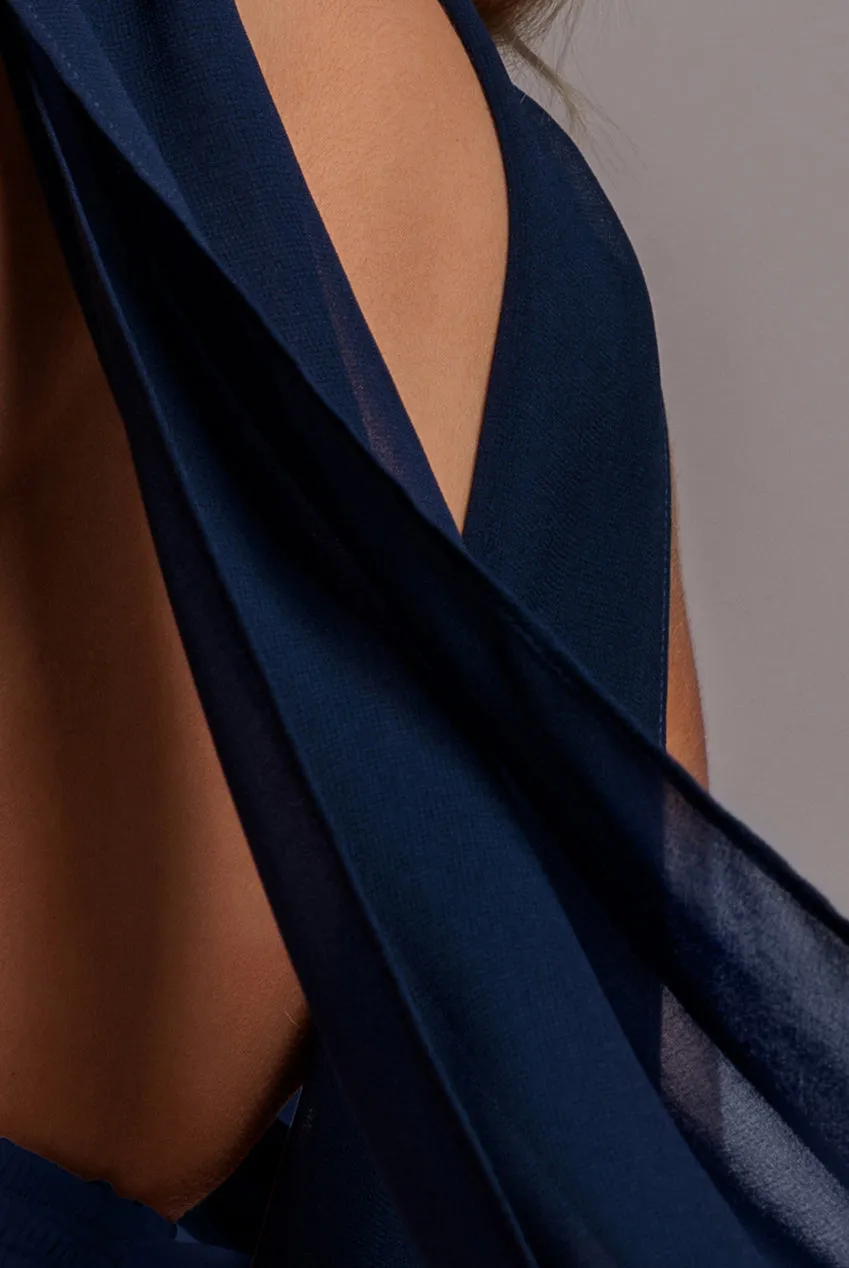 Chiffon Scarf - Navy Blue by Goddiva sold by Goddiva product image thumbnail 5