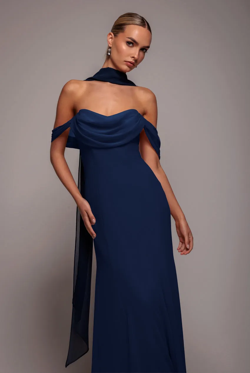 Chiffon Scarf - Navy Blue by Goddiva sold by Goddiva product image thumbnail 3