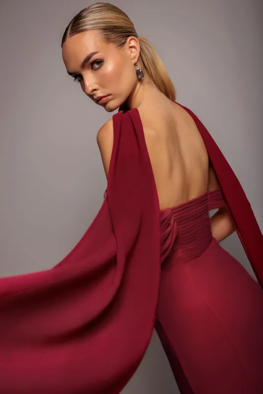 Chiffon Scarf - Burgundy by Goddiva sold by Goddiva